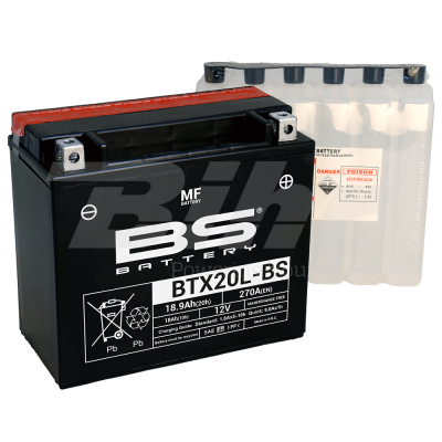BS-Battery BTX20L-BS Аккумулятор BS AGM, 12В, 18 Ач  175x87x155, обратная ( -/+ ), (YTX20L-BS)