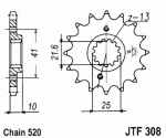 Звезда передняя JTF308.14RB с демпфером