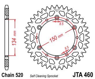 Звезда ведомая алюминиевая/стальная JTX460.50GR (цвет серый)